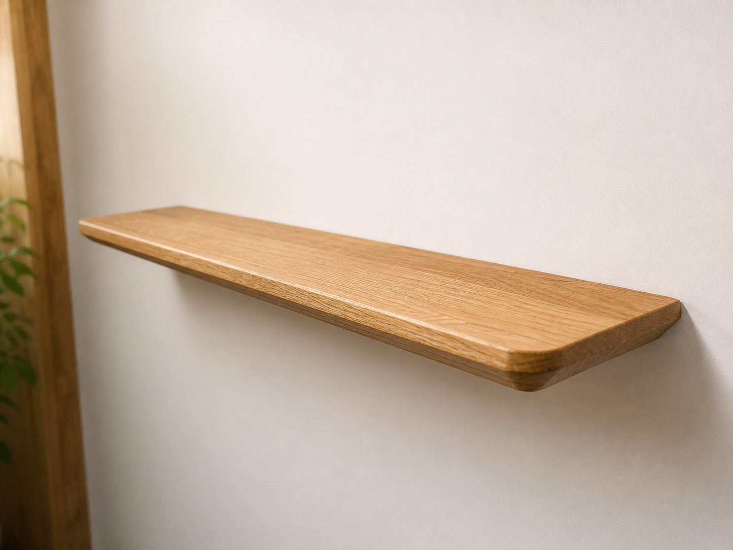 Wandregal Eiche schwebend 40-80 cm | Schweizer Kante geölt | Massivholz Wandboard 2 cm stark | unsichtbar | handgefertigt