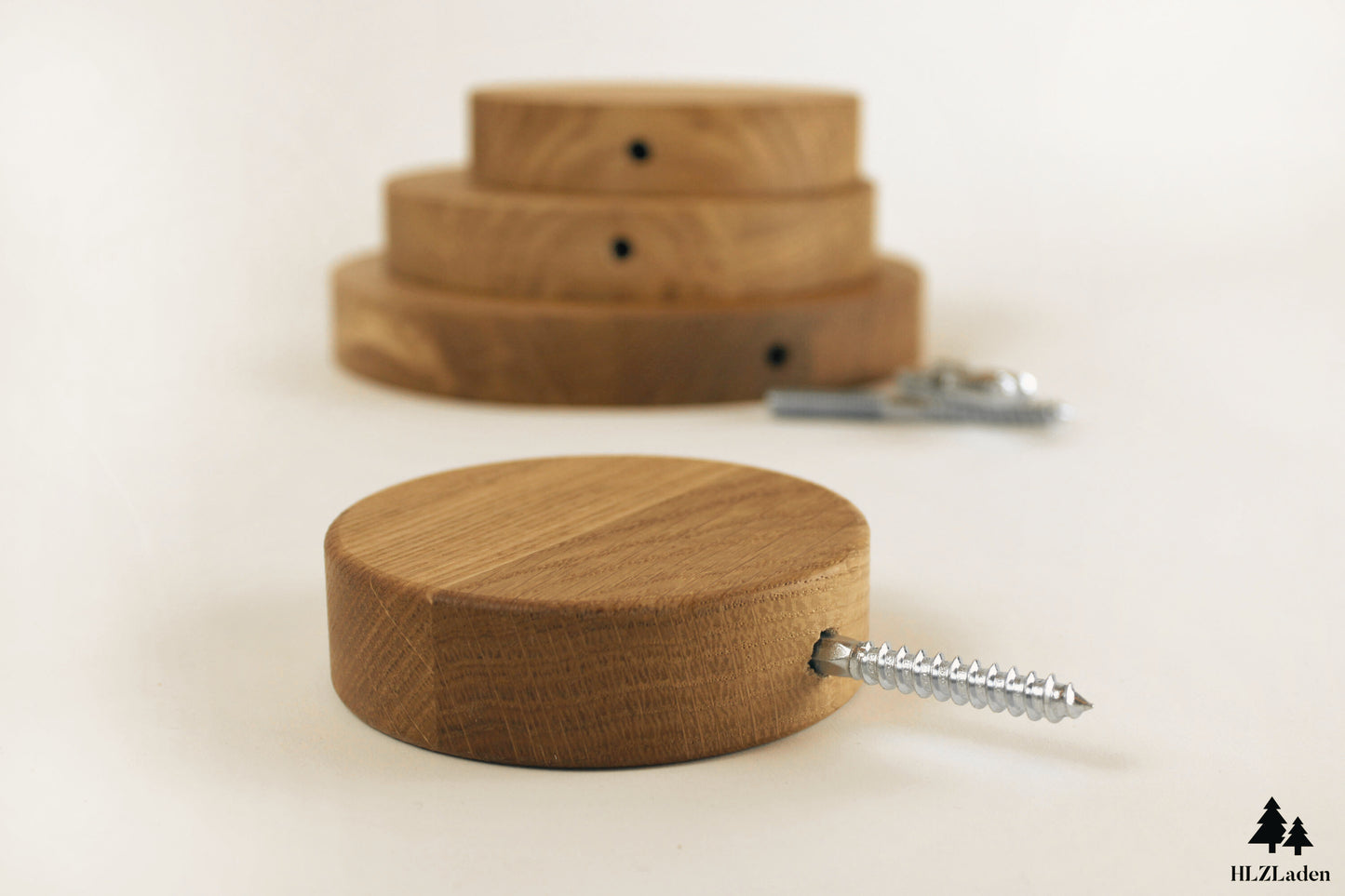 Schwebendes rundes Regal, Wandpflanzenhalter, Blumenampel Eichenholzregal