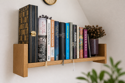 Wandregal Eiche 40-80 cm | Bücherregal Massivholz geölt | schwebendes Wandboard | Wohnzimmer Deko skandinavisch | handgefertigt
