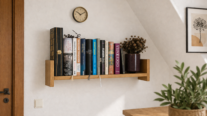 Wandregal Eiche 40-80 cm | Bücherregal Massivholz geölt | schwebendes Wandboard | Wohnzimmer Deko skandinavisch | handgefertigt