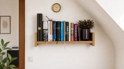 Wandregal Eiche 40-80 cm | Bücherregal Massivholz geölt | schwebendes Wandboard | Wohnzimmer Deko skandinavisch | handgefertigt
