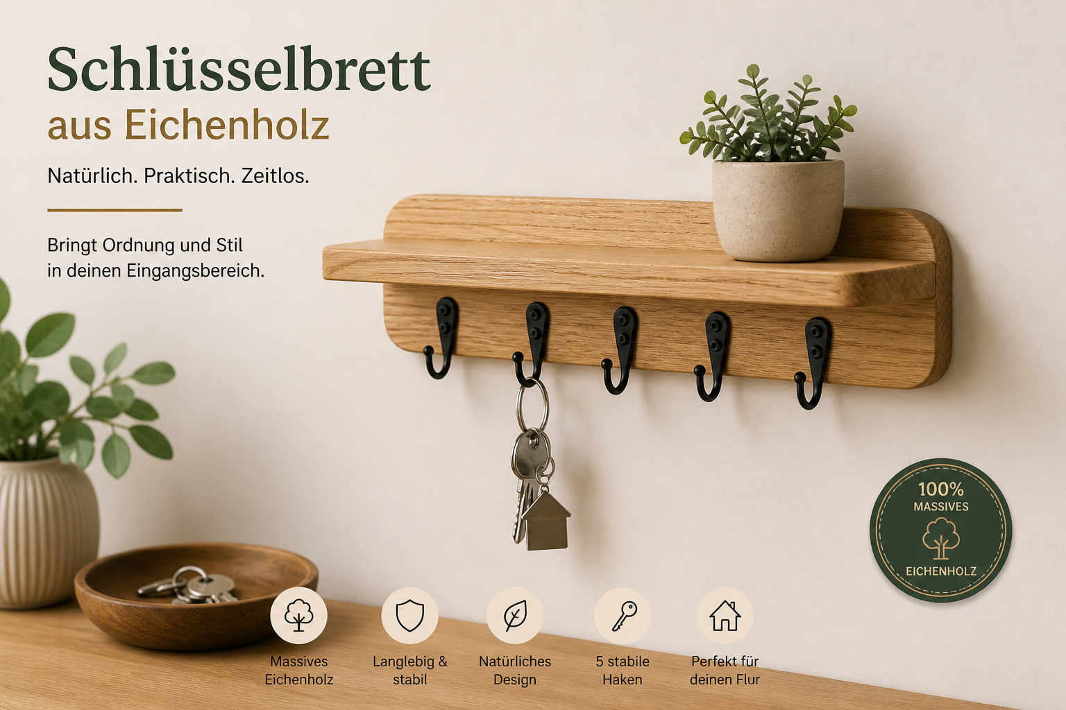 Nahaufnahme der Haken und der natürlichen Maserung von Eiche.