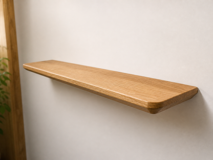 Wandregal Eiche schwebend 40-80 cm | Schweizer Kante geölt | Massivholz Wandboard 2 cm stark | unsichtbar | handgefertigt