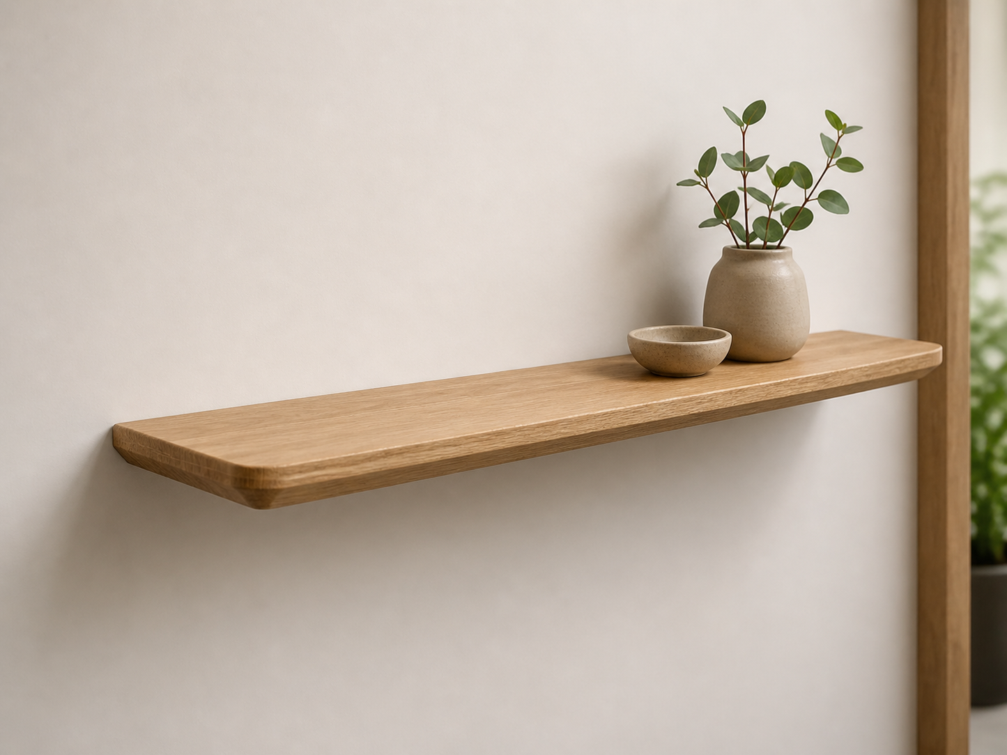 Wandregal Eiche schwebend 40-80 cm | Schweizer Kante geölt | Massivholz Wandboard 2 cm stark | unsichtbar | handgefertigt