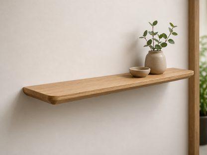 Wandregal Eiche schwebend 40-80 cm | Schweizer Kante geölt | Massivholz Wandboard 2 cm stark | unsichtbar | handgefertigt