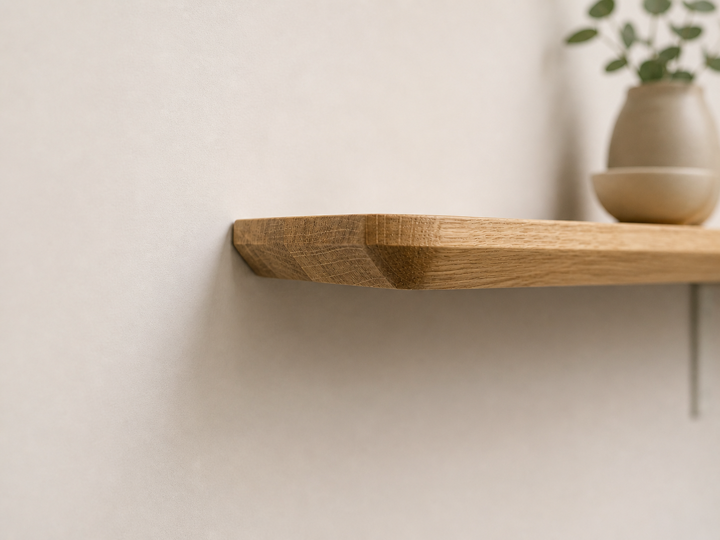 Wandregal Eiche schwebend 40-80 cm | Schweizer Kante geölt | Massivholz Wandboard 2 cm stark | unsichtbar | handgefertigt