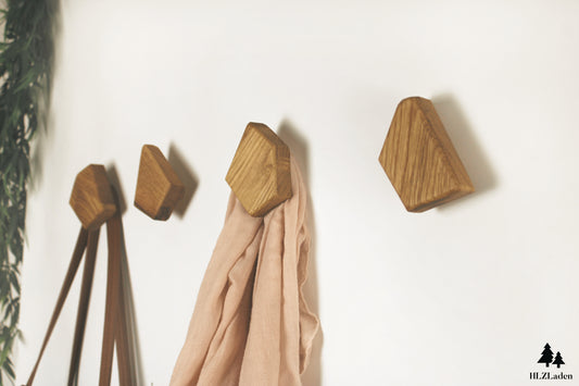 Holzwandhaken, Holzhaken aus recyceltem Eichenholz für stilvolle Organisation