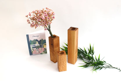 Holzvase aus Eichen-Vollholz – Eleganz trifft auf Natur - 3er Set