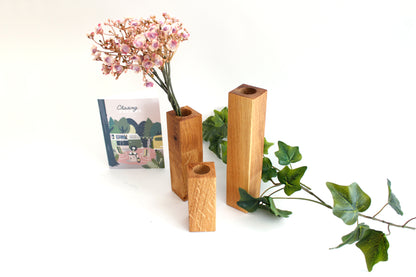 Holzvase aus Eichen-Vollholz – Eleganz trifft auf Natur - 3er Set