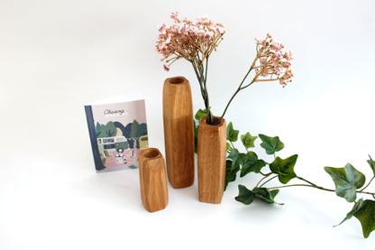 Holzvase aus Eichen-Vollholz – Eleganz trifft auf Natur - 3er Set