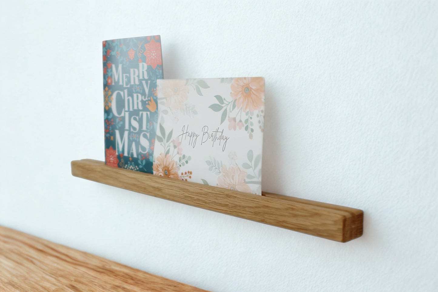 Bilderleiste - Fotoleiste aus Eichenholz, Wandboard für Bilder, mit Klebeaufhängung